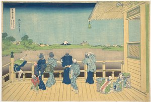 Sazai-sali Viisisadan arhatin temppelissä (Gohyaku Rakanji Sazaidō), sarjasta ”36 näkymää Fuji-vuorelta” (Fugaku sanjūrokkei) tekijältä Katsushika Hokusai