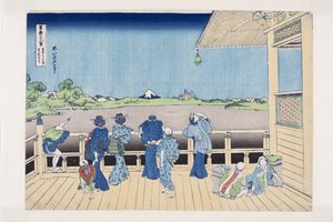 Viidensadan arhatin temppelin Sazai-sali (Gohyaku Rakan-ji Sazaid?) (värillinen puupainatus) tekijältä Katsushika Hokusai