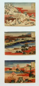 Lunta, kuuta ja kukkia kauniissa maisemissa tekijältä Katsushika Hokusai