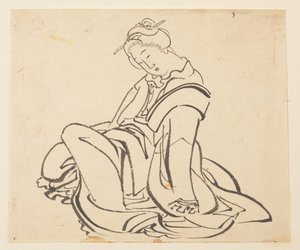 Istuva nainen tekijältä Katsushika Hokusai