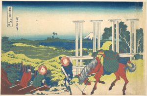 Senju Musashin maakunnassa (Bushū Senju), sarjasta ”36 näkymää Fuji-vuorelta” (Fugaku sanjūrokkei) tekijältä Katsushika Hokusai