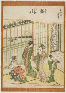 Shinagawa, sarjasta "Fifty-th Lee S tachi sounds of the city asteen (kaupungin asteen päävuori seuraavaksi)" tekijältä Katsushika Hokusai