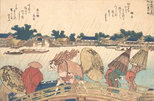 Suihku Uudella Yanagi-sillalla, 1806. tekijältä Katsushika Hokusai