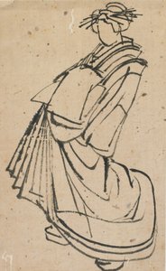 Luonnos kurtisaanista, 1700-luvun loppu - 1800-luvun alku. tekijältä Katsushika Hokusai