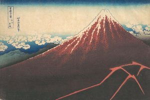 Myrsky Fuji-vuoren alla Sanka no haku u, sarjasta Thirty-six Views of Mount..., ca. 1830-32. tekijältä Katsushika Hokusai