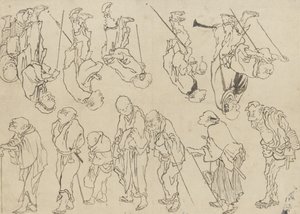 Tutkimuksia ontuvista pyhiinvaeltajista, Edo-kausi (muste paperille) tekijältä Katsushika Hokusai