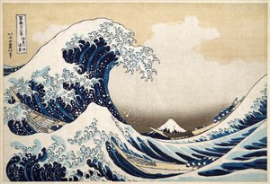 Suuri aalto Kanagawan edustalla sarjasta "36 näkymät Fuji-vuorelle"; 1831 (käsinvärinen puupalikkaprintti) tekijältä Katsushika Hokusai