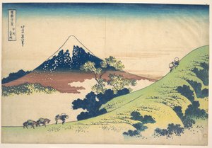 Inumen solan näkymä Kain maakunnassa (Kōshū Inume tōge), teoksesta ”36 näkymää Fuji-vuorelta” (Fugaku sanjūrokkei) tekijältä Katsushika Hokusai