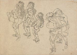 Leijonatanssi, 1700-luvun loppu - 1800-luvun alku. tekijältä Katsushika Hokusai