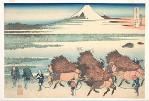 ”Uudet pellot Ōnossa Surugan maakunnassa” (Sunshū Ōno shinden), teoksesta ”36 näkymää Fuji-vuorelta” (Fugaku sanjūrokkei) tekijältä Katsushika Hokusai