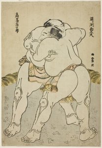 Tesumo Wresters Uzugaen Kandayu Draft ja Kazuki Takasaki tekijältä Katsushika Hokusai