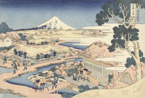 Katakuran teeviljelmä Surugan maakunnassa, n. 1830 (puupainatus) tekijältä Katsushika Hokusai