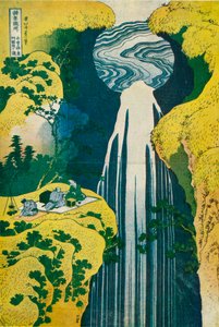 Amidan vesiputous Kiso Roadin takana, c1832. 1925 tekijältä Katsushika Hokusai