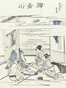 Kaksi paria sisätiloissa (puupalikkaprintti) tekijältä Katsushika Hokusai