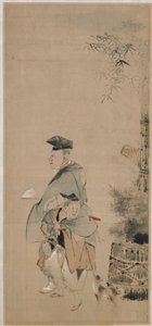Kaksi viihdyttäjää kävelemässä uutta vuotta, Edo-kausi, n. 1798-1801. tekijältä Katsushika Hokusai