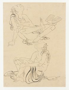 Kaksi miestä rentoutumassa kesällä, Edo-kausi, 1800-luku. tekijältä Katsushika Hokusai