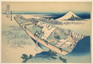 Ushibori Hitachin maakunnassa (Jōshū Ushibori), sarjasta ”36 näkymää Fuji-vuorelta” (Fugaku sanjūrokkei) tekijältä Katsushika Hokusai