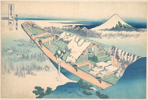 Ushibori Hitachin maakunnassa (Jōshū Ushibori), sarjasta ”36 näkymää Fuji-vuorelta” (Fugaku sanjūrokkei) tekijältä Katsushika Hokusai