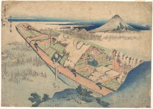 Ushibori Hitachin maakunnassa (Jōshū Ushibori), sarjasta ”36 näkymää Fuji-vuorelta” (Fugaku sanjūrokkei) tekijältä Katsushika Hokusai