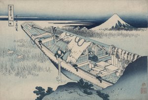 Ushibori Hitachin maakunnassa, sarjasta ”36 näkymää Fuji-vuorelta” tekijältä Katsushika Hokusai