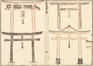 Erilaiset torii-kaaret tekijältä Katsushika Hokusai