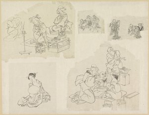 Viisi esitystä ihmisistä eri tilanteissa tekijältä Katsushika Hokusai
