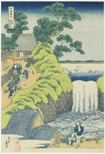 Vesiputous Aoigaokassa Edossa, n. 1833 tekijältä Katsushika Hokusai