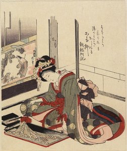 Nainen järjestämässä Bonkeita, 1820-1834 tekijältä Katsushika Hokusai
