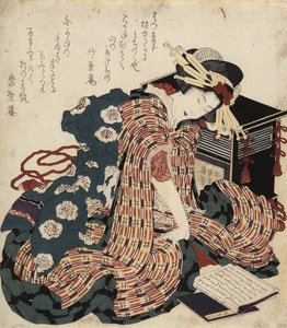 Nainen lukee kirjaa, 1822 tekijältä Katsushika Hokusai