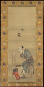 Silkkiä kehräävä nainen tekijältä Katsushika Hokusai