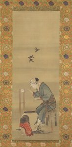 Woman Spinning Silk, päivätty 1790. tekijältä Katsushika Hokusai