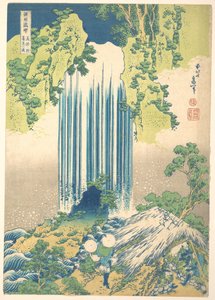 Yōrō-vesiputous Minon maakunnassa (Mino no Yōrō no taki), teoksesta ”Kierros eri maakuntien vesiputouksilla” (Shokoku taki meguri) tekijältä Katsushika Hokusai