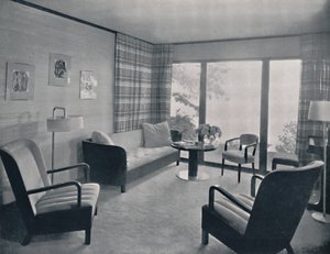 "Howard T. Fisherin Miss Ruth Pagelle suunnitteleman talon olohuone", 1935 tekijältä Kaufman and Fabry Co