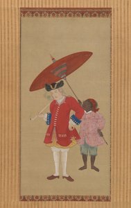 Hollantilainen palvelijan kanssa, 1800-luvun alku. tekijältä Kawahara Keiga