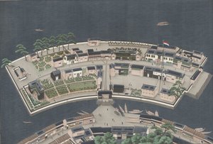Deshiman saari, noin 1833-46 tekijältä Kawahara Keiga