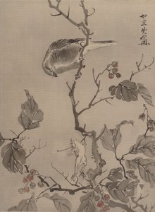 Lintu ja sammakko, n. 1887. tekijältä Kawanabe Kyosai