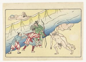 Jousimies ja alastomia miehiä The Big Tail (sarjan nimi) tekijältä Kawanabe Kyosai