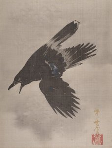 Crow Flying in the Snow, n. 1887. tekijältä Kawanabe Kyosai