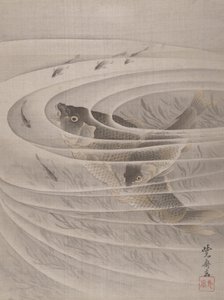 Kala porealtaassa, n. 1887. tekijältä Kawanabe Kyosai