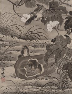 Hiiret melonissa, n. 1887. tekijältä Kawanabe Kyosai