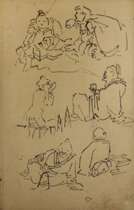 Luonnoksia Itä-Aasian legendaarisista hahmoista, 1800-luvun loppu. tekijältä Kawanabe Kyosai