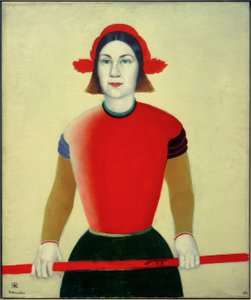 Tyttö punaisen sauvan kanssa tekijältä Kazimir Severinovich Malevich