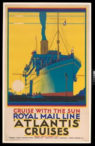 Risteilyaluksen juliste: Royal Mail Line, Atlantic Cruises, 