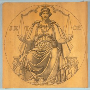 Justice, sarjakuva Mosaicille Wisconsin State Capitol Rotundassa tekijältä Kenyon Cox