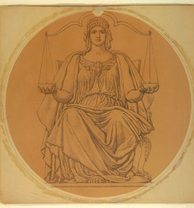 Tutkimus "Justice", Lunette Hudson County Courthousessa, Jersey Cityssä, NJ tekijältä Kenyon Cox