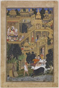 Lord Krishna kultaisessa kaupungissa, noin 1586 tekijältä Kesav Kalan