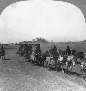 Japanilainen sotilaskuljetusjuna, Manchuria, 1906 tekijältä Keystone View Company
