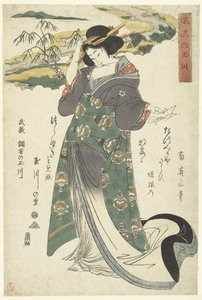 De Chofu Tama rivier Musashin provinssissa Musashi Chofu no Tamagawa (otsikko esineessä) De elegante zes Tama rivieren (sarjan nimi) Furyu Mu Tamagawa (sarjan nimi esineellä) tekijältä Kikugawa Eizan