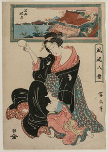 Autumn Moon at the Temple Ishiyamadera sarjasta Fashionable Eight Views tekijältä Kikukawa Eizan