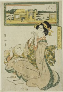 Santuari Benzaiten a Shinobugaoka (Shinobugaoka Benzaiten), de les "Vuit vistes de moda de la capital oriental (Furyu Toto hakkei)" finlandès tekijältä Kikukawa Eizan